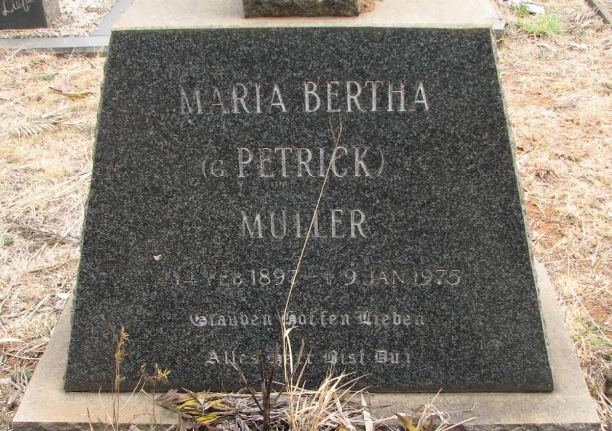MÜLLER Maria Bertha nee PETRICK 1897-1975