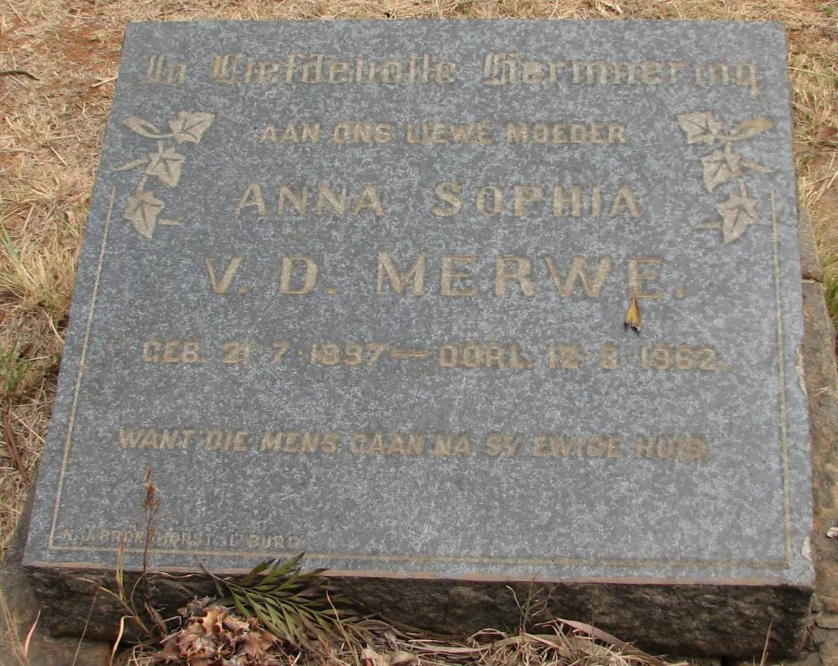 MERWE Anna Sophia, v.d. 1897-1962