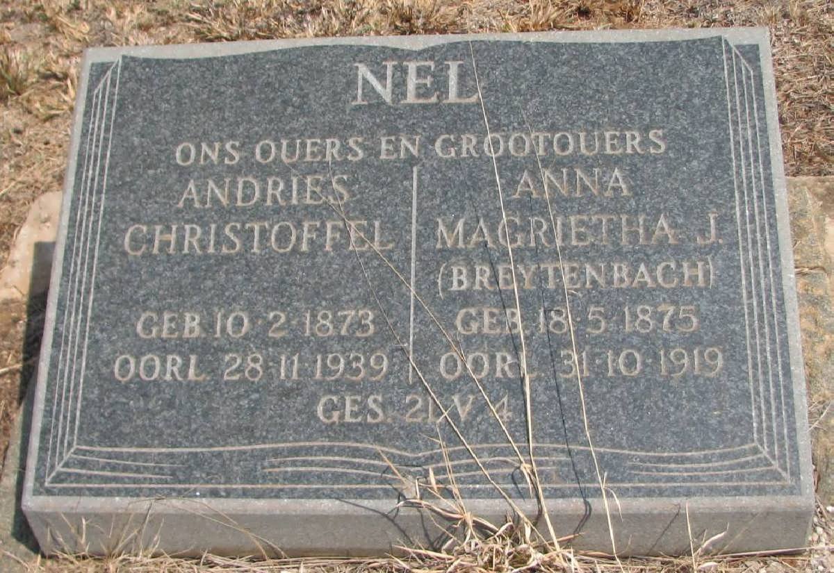 NEL Andries Christoffel 1873-1939 &amp; Anna Magrietha BREYTENBACH 1875-1919