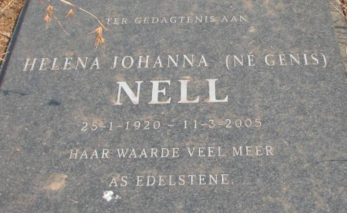 NELL Helena Johanna nee GENIS 1920-2005