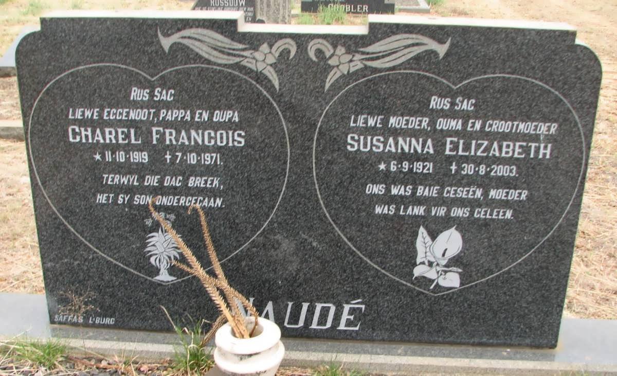 NAUDÉ Charel Francois 1919-1971 &amp; Susanna Elizabeth 1921-2003