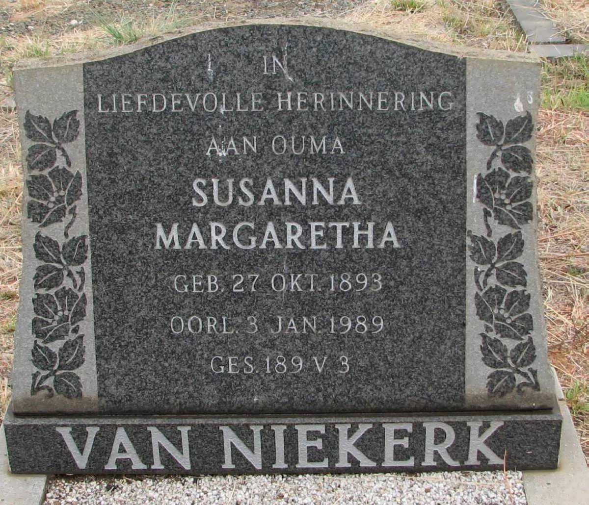 NIEKERK Susanna Margaretha, van 1893-1989