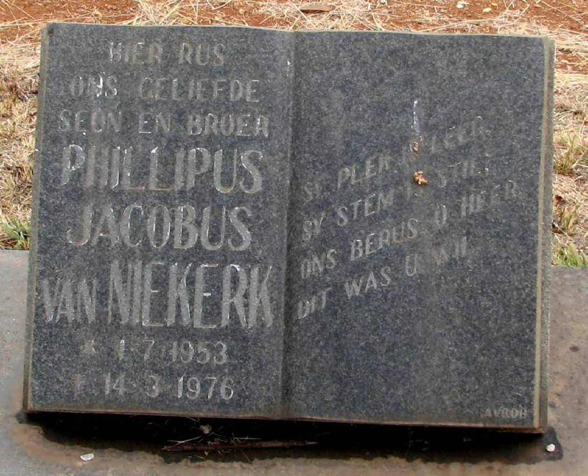 NIEKERK Phillipus Jacobus, van 1953-1976