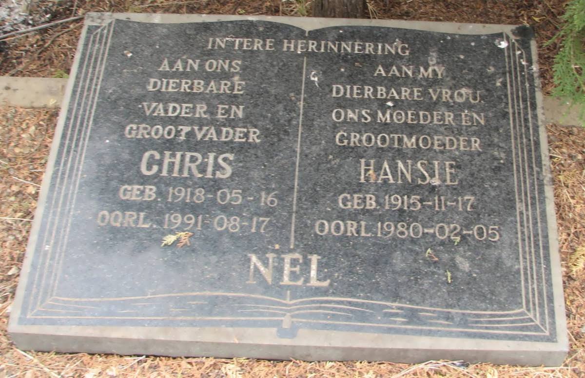 NEL Chris 1918-1991 &amp; Hansie 1915-1980