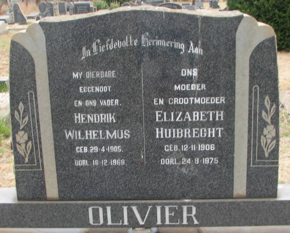 OLIVIER Hendrik Wilhelmus 1905-1968 &amp; Elizabeth Huibrecht 1906-1975