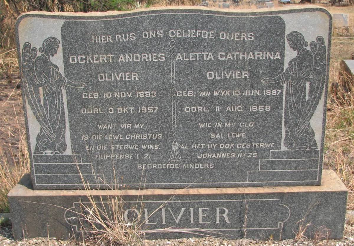 OLIVIER Ockert Andries 1893-1957 &amp; Aletta Catharina 1897-1968