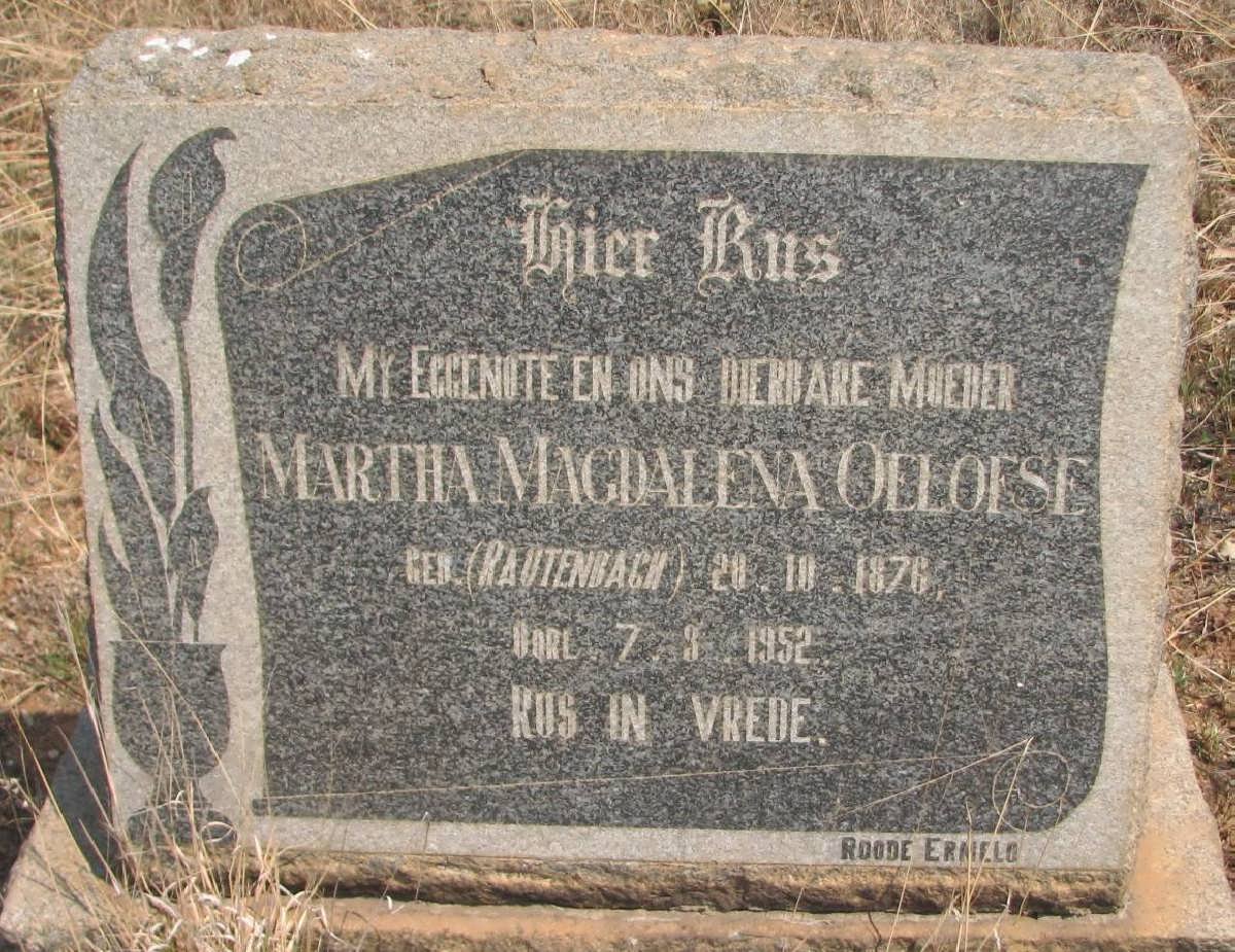 OELOFSE Martha Magdalena nee RAUTENBACH 1876-1952