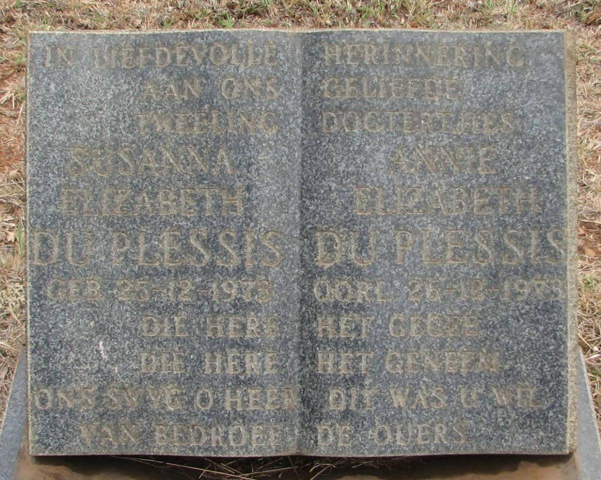 PLESSIS Susanna Elizabeth, du :: DU PLESSIS Annie Elizabeth 1973-1973