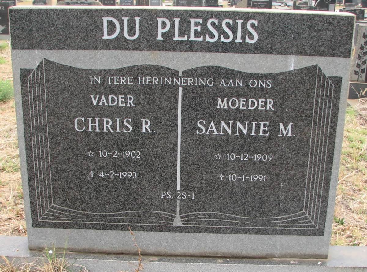 PLESSIS Chris R., du 1902-1993 &amp; Sannie M. 1909-1991