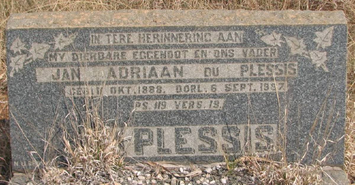 PLESSIS Jan Adriaan, du 1888-1957