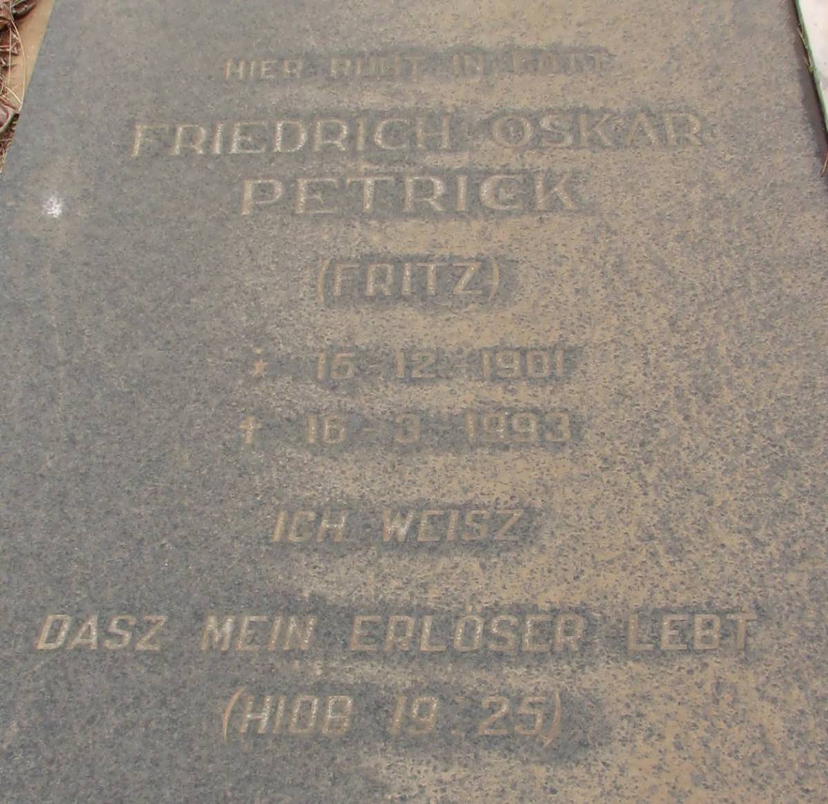 PETRICK Friedrich Oskar 1901-1993