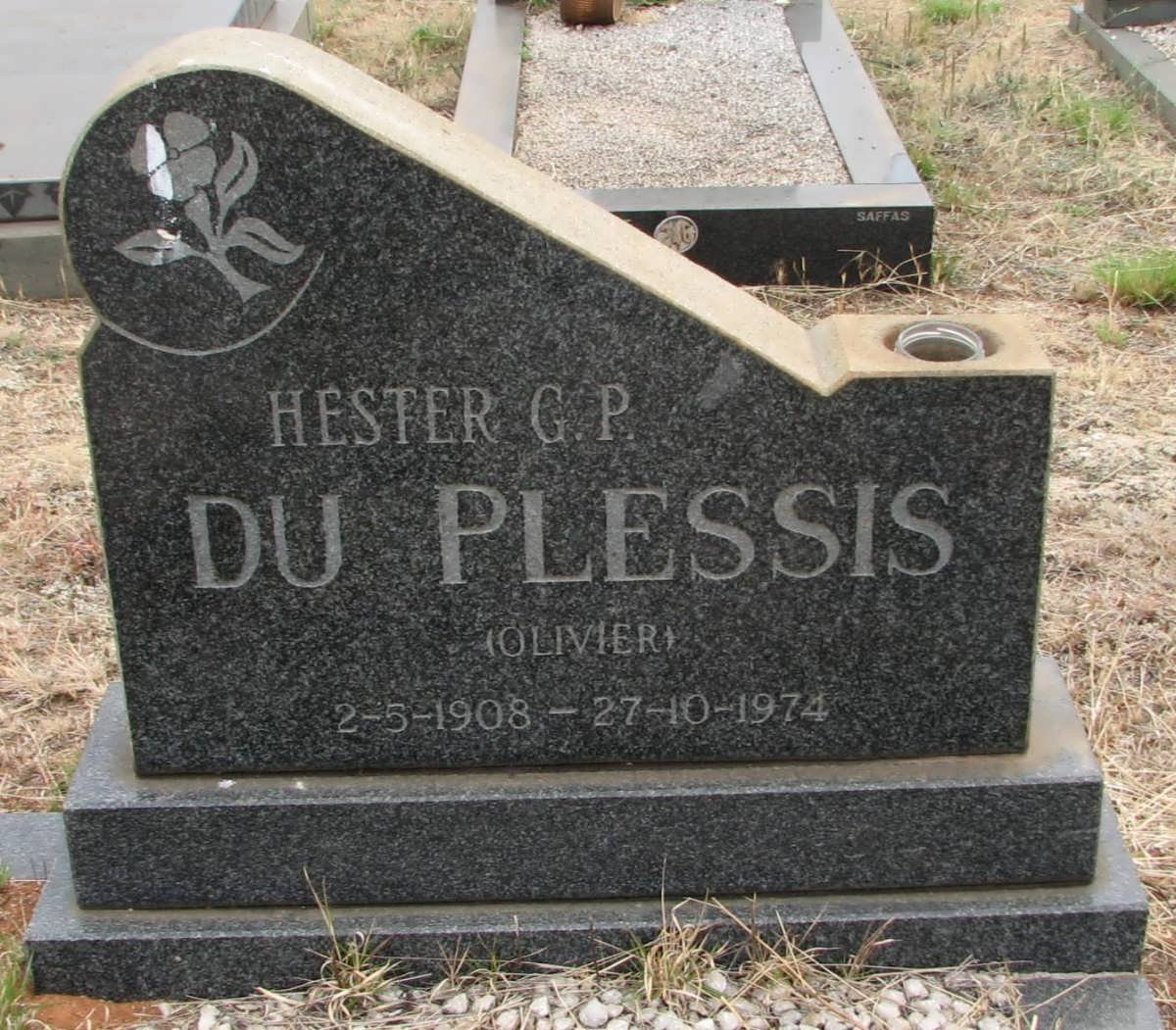 PLESSIS Hester G.P., du OLIVIER 1908-1974