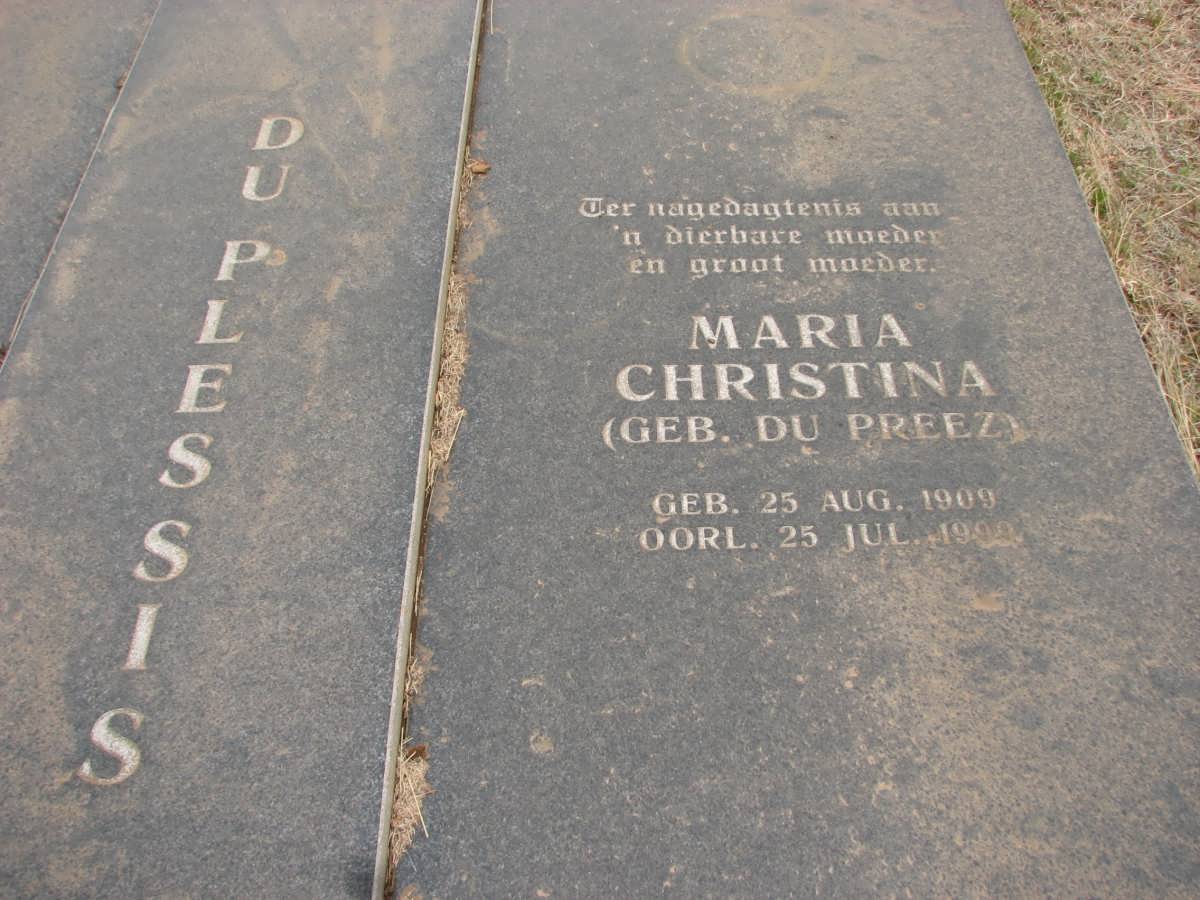 PLESSIS Maria Christina, du nee DU PREEZ 1909-1999
