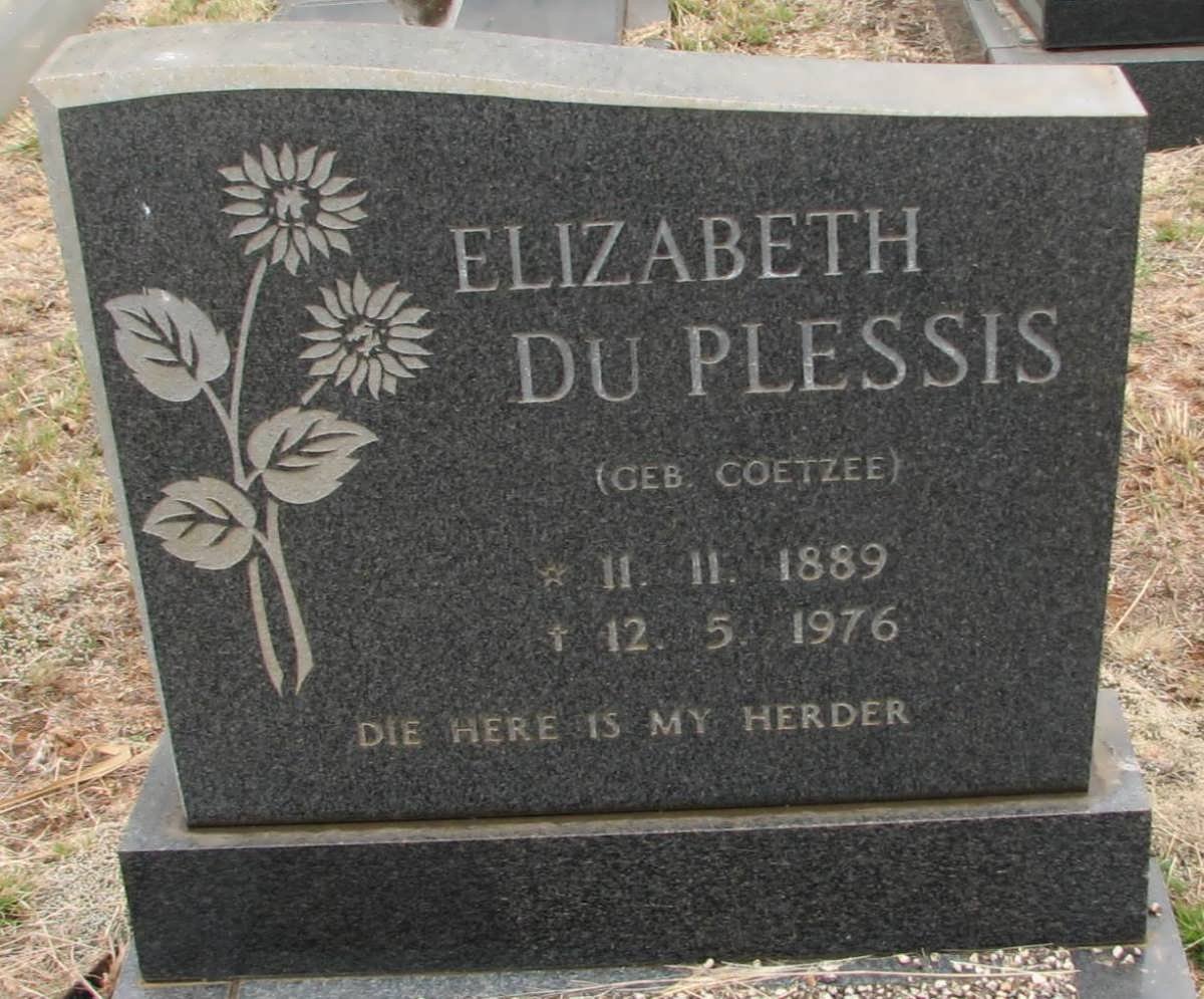 PLESSIS Elizabeth, du nee COETZEE 1889-1976