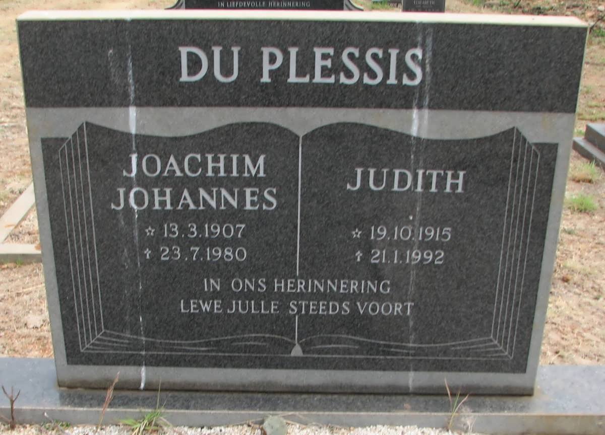 PLESSIS Joachim Johannes, du 1907-1980 &amp; Judith 1915-1992