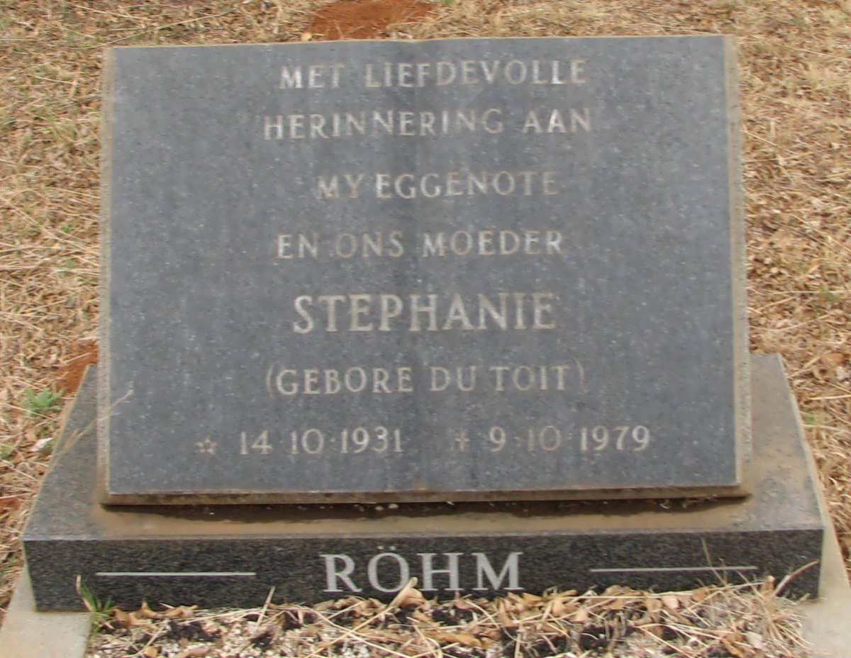 ROHM Stephanie nee DU TOIT 1931-1979