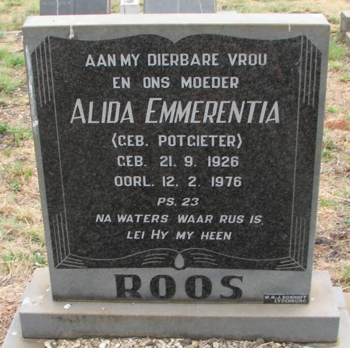 ROOS Alida Emmerentia nee POTGIETER 1926-1976