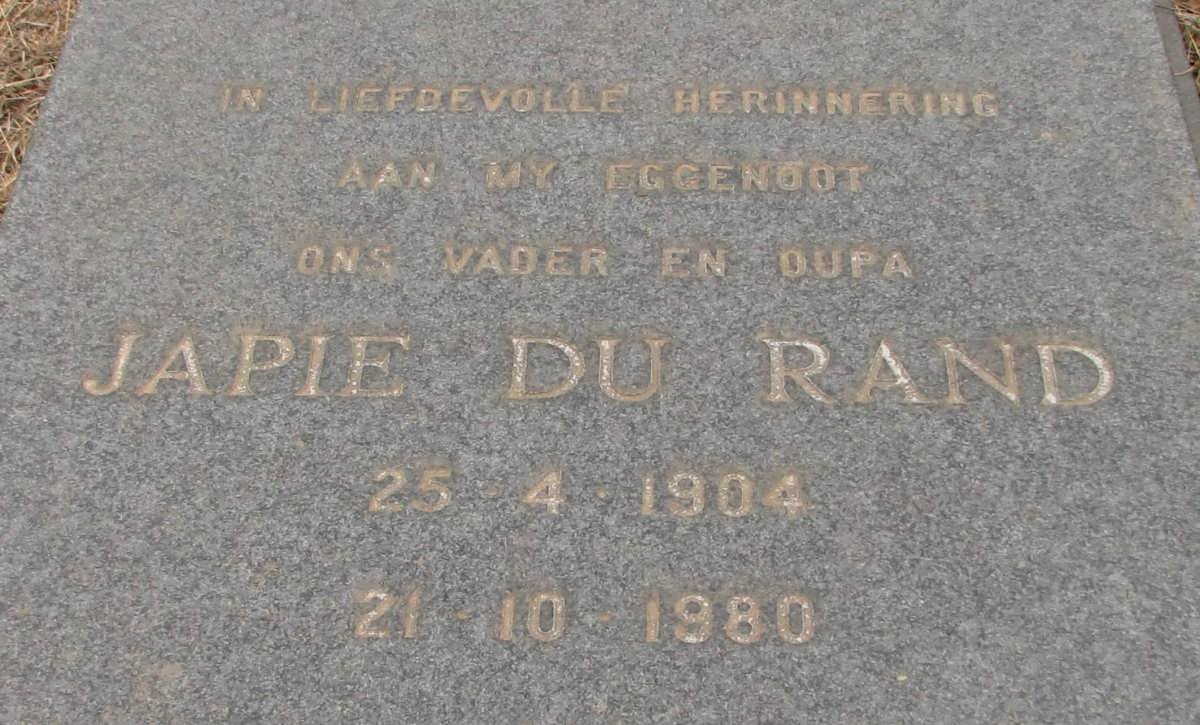 RAND Japie, du 1904-1980