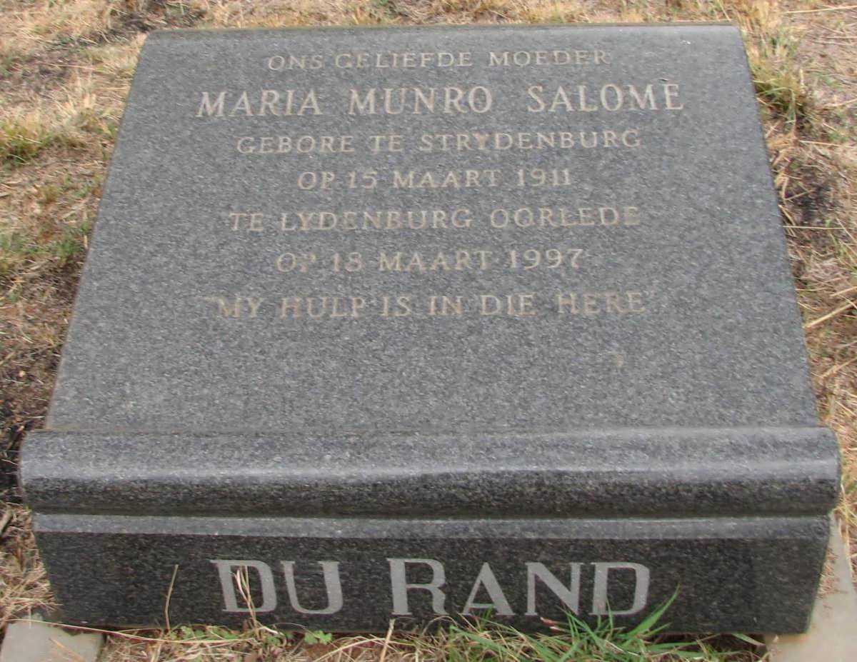 RAND Maria Munro Salome, du 1911-1997