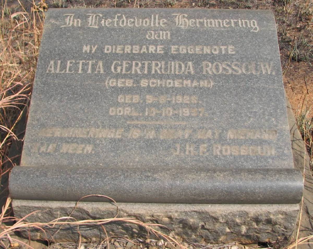 ROSSOUW Aletta Gertruida nee SCHOEMAN 1928-19?7