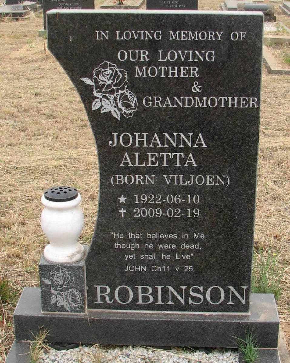 ROBINSON Johanna Aletta nee VILJOEN 1922-2009