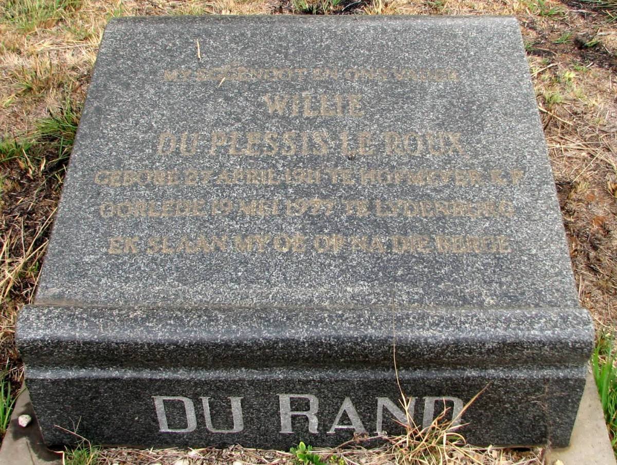 RAND Willie Du Plessis Le Roux, du 1911-1922