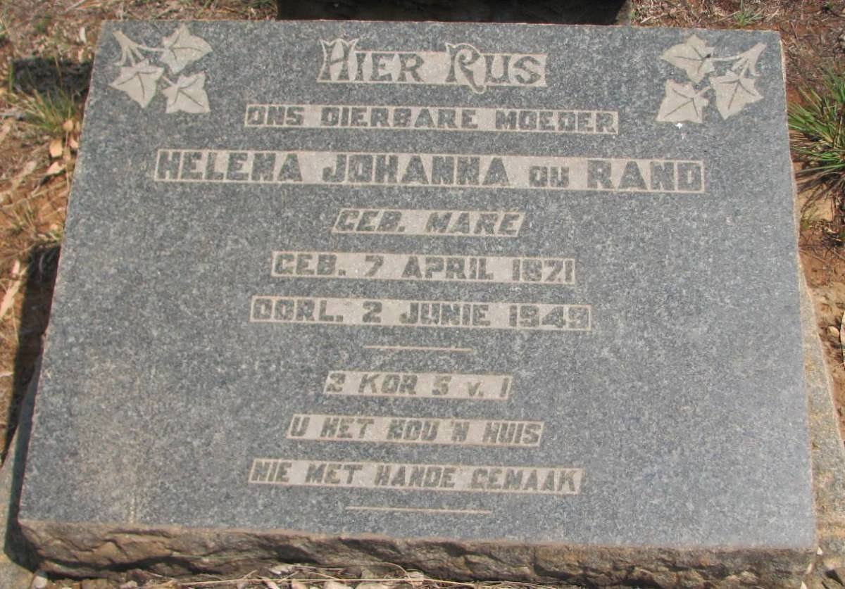 RAND Helena Johanna, du nee MARE 1871-1943