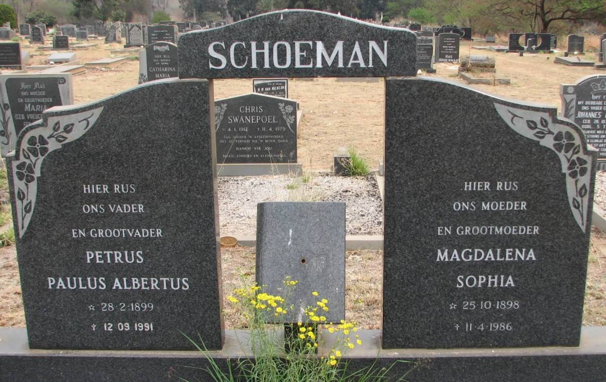 SCHOEMAN Petrus Paulus Albertus 1899-1991 &amp; Magdalena Sophia 1898-1986