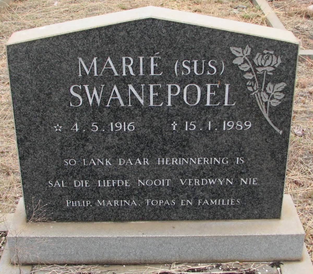 SWANEPOEL Marié 1916-1989