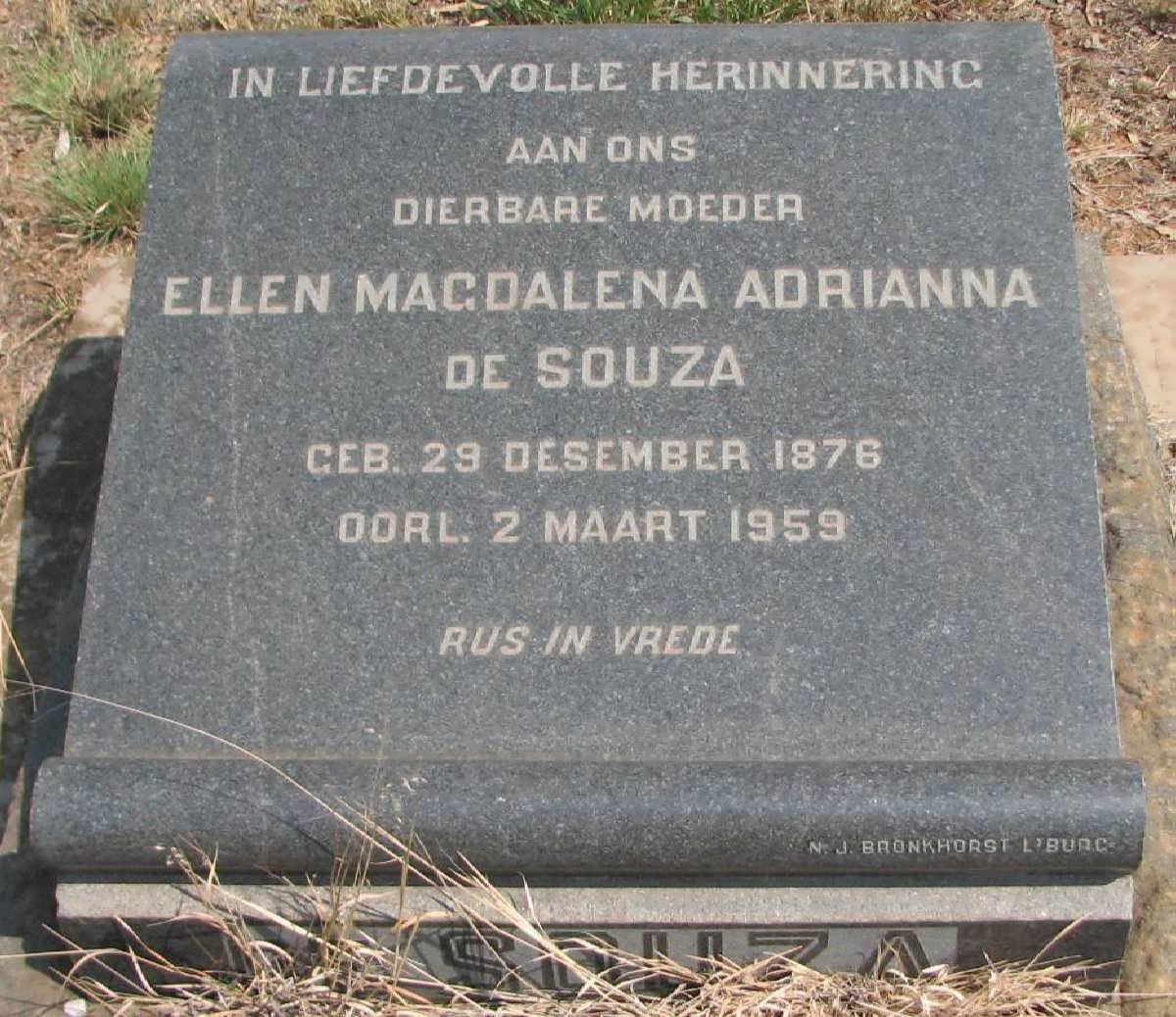 SOUZA Ellen Magdalena Adrianna, de 1876-1959