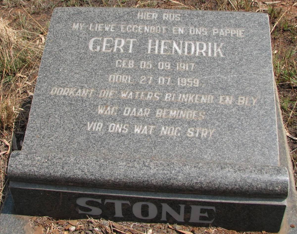 STONE Gert Hendrik 1917-1959