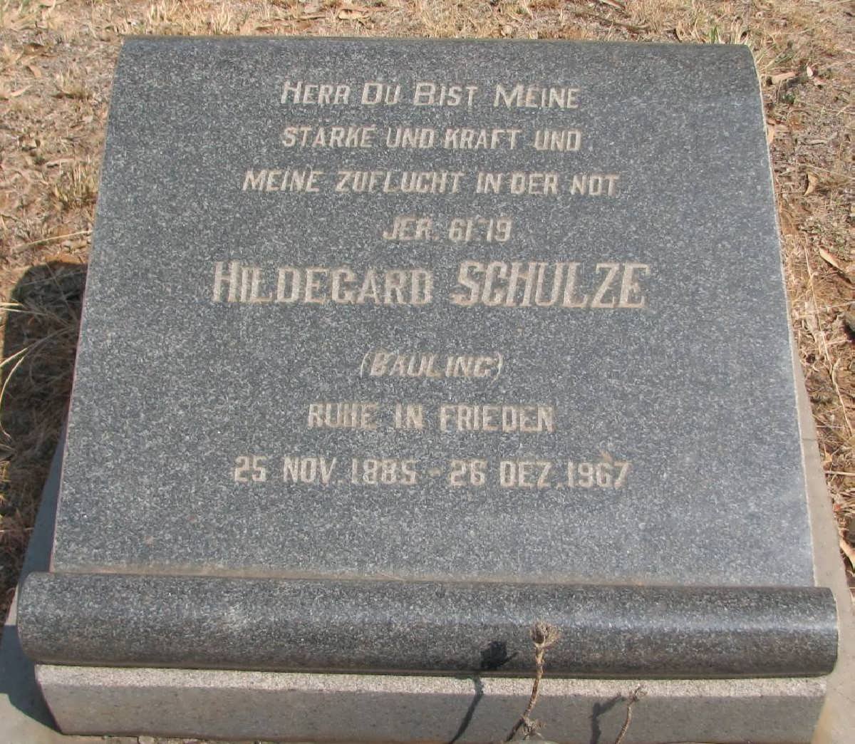SCHULZE Hildegard nee BAULING 1885-1967