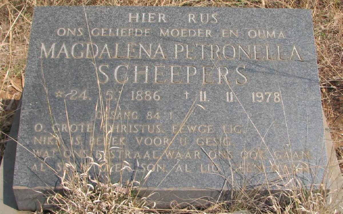 SCHEEPERS Magdalena Petronella 1886-1978
