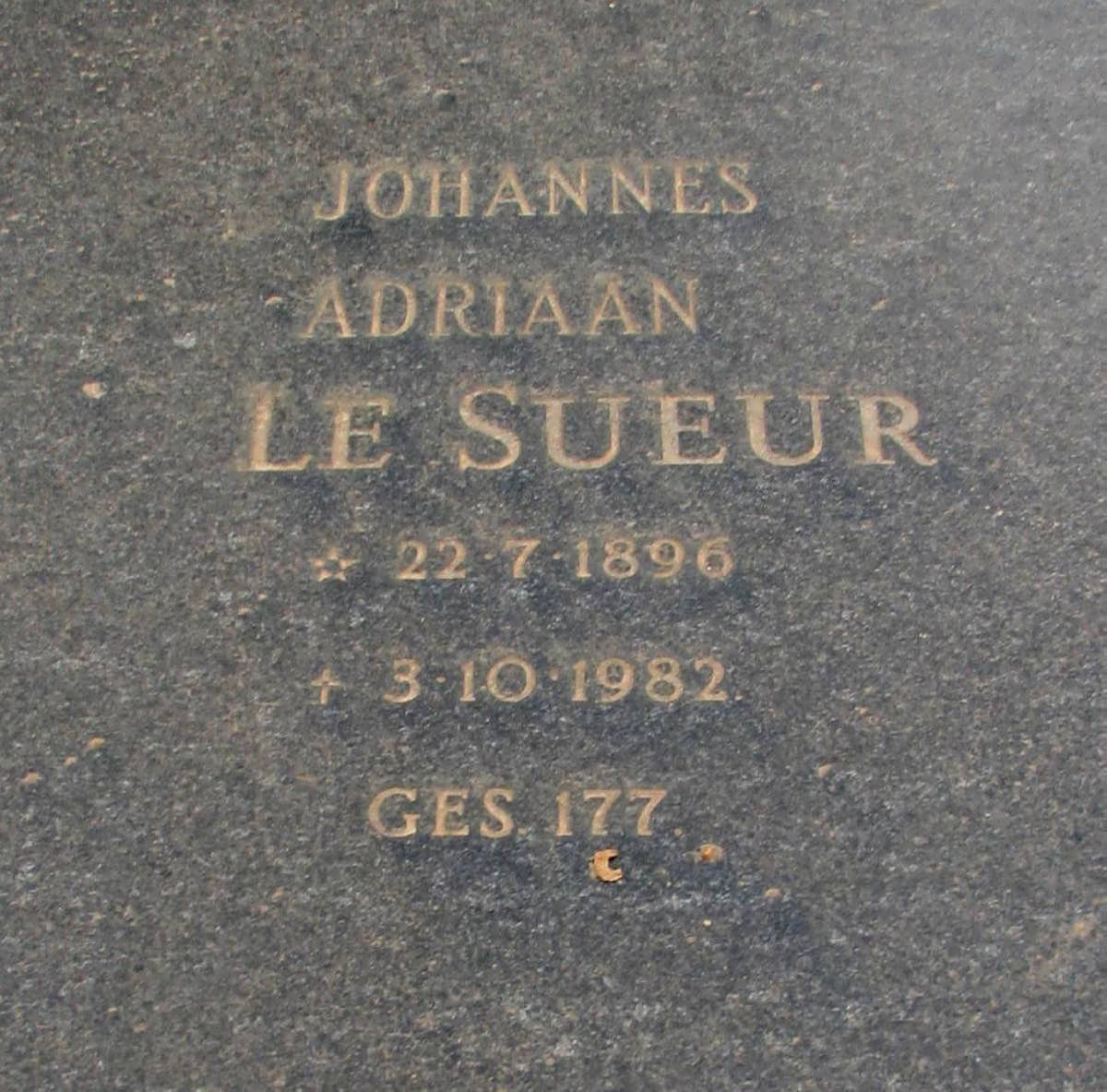 SUEUR Johannes Adriaan, le 1896-1982