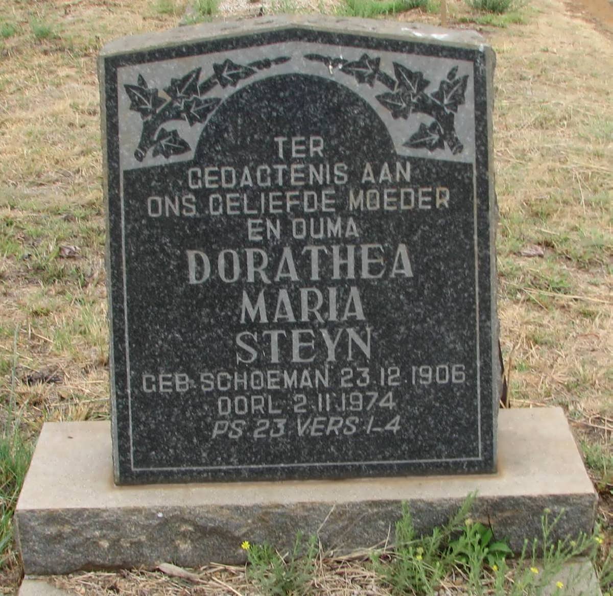 STEYN Dorathea Maria nee SCHOEMAN 1906-1974
