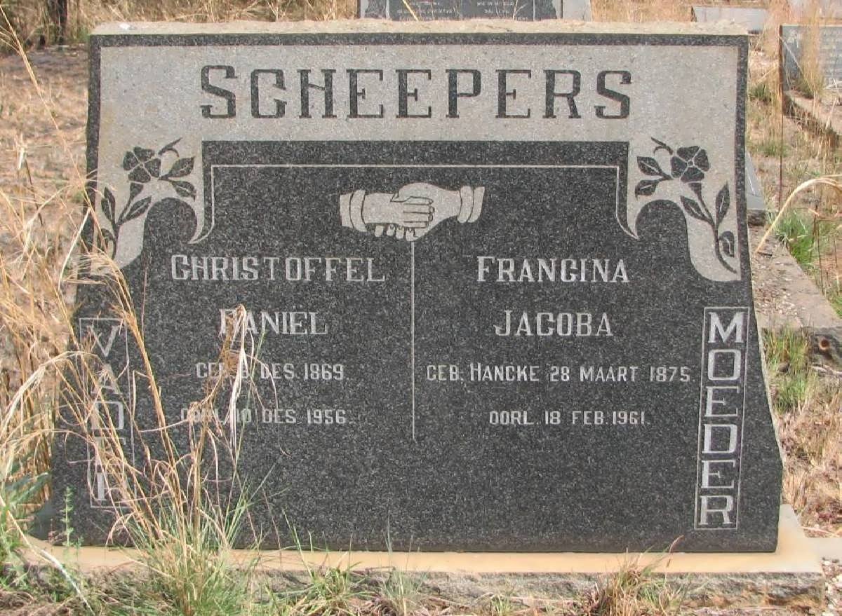 SCHEEPERS Christoffel Daniel 1869-1956 &amp; Francina Jacoba HANCKE 1875-1961