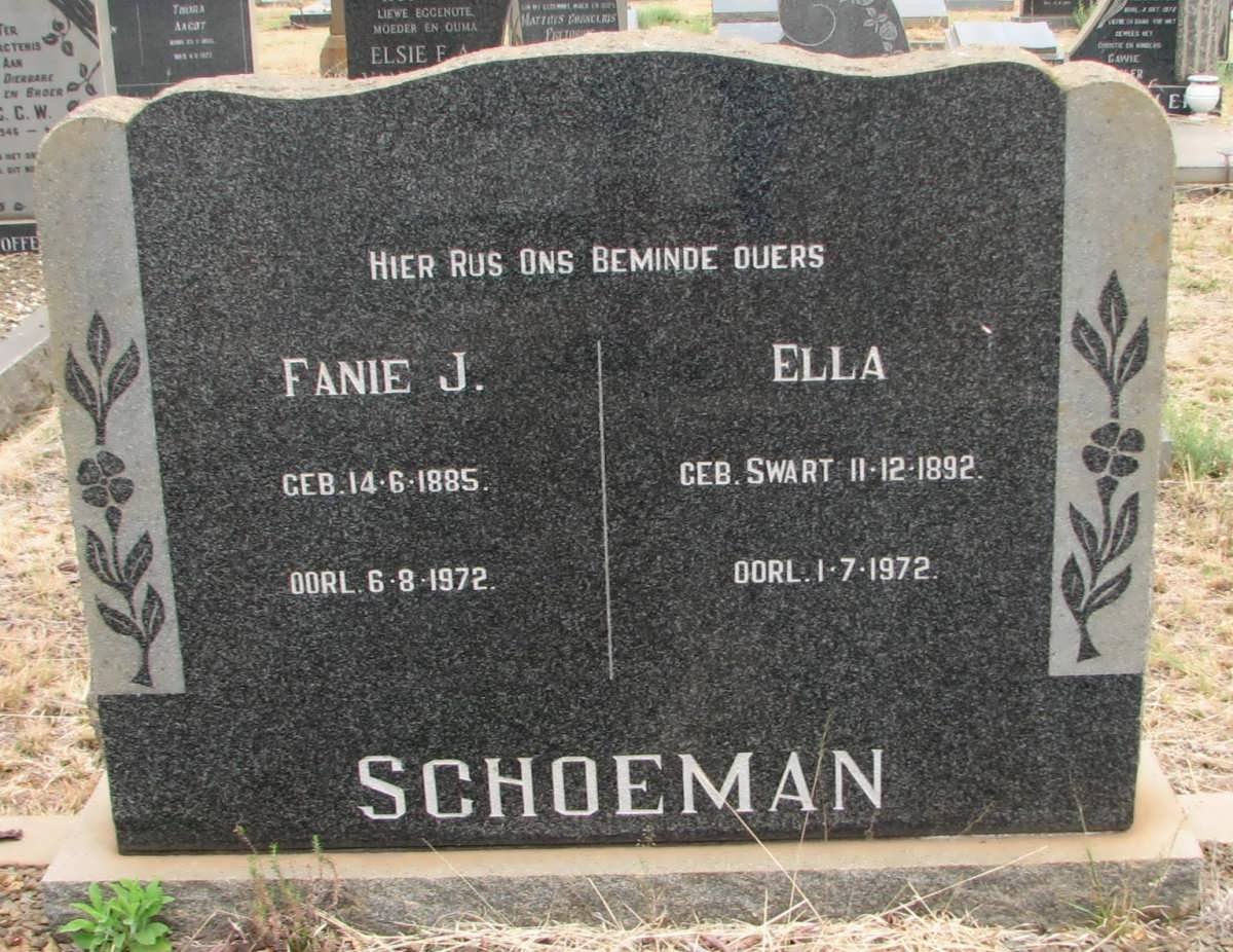 SCHOEMAN Fanie J. 1885-1972 &amp; Ella SWART 1892-1972
