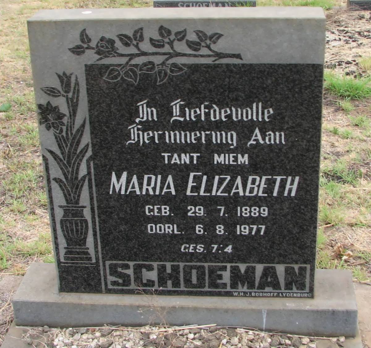 SCHOEMAN Maria Elizabeth 1889-1977