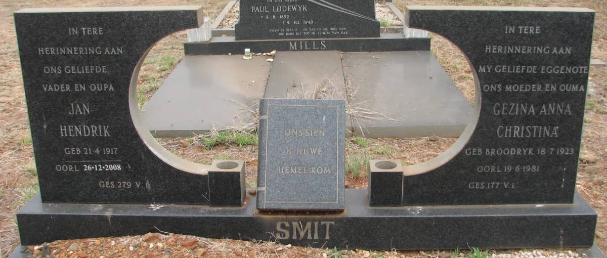 SMIT Jan Hendrik 1917-2008 &amp; Gezina Anna Christina BROODRYK 1923-1981
