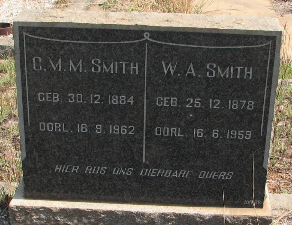 SMITH W.A. 1878-1959 &amp; C.M.M. 1884-1962
