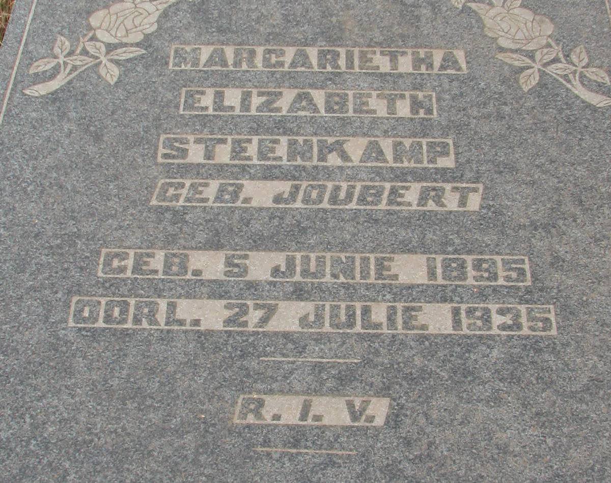 STEENKAMP Margarietha Elizabeth nee JOUBERT 1895-1935