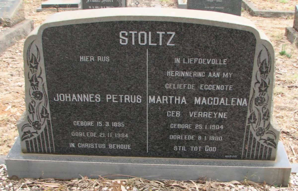 STOLTZ Johannes Petrus 1894-1984 &amp; Martha Magdalena VERREYNE 1904-1980