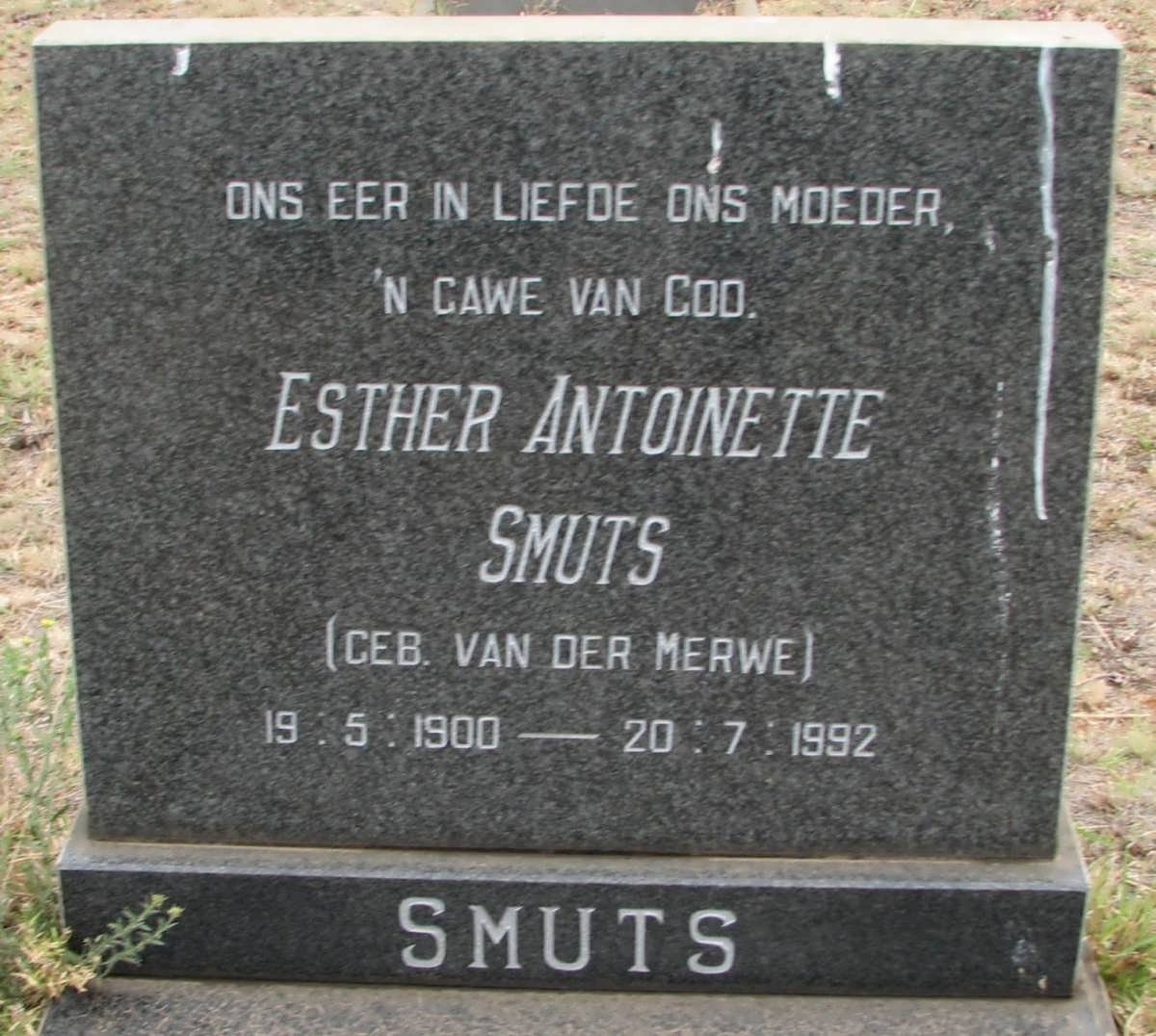 SMUTS Esther Antoinette nee VAN DER MERWE 1900-1992