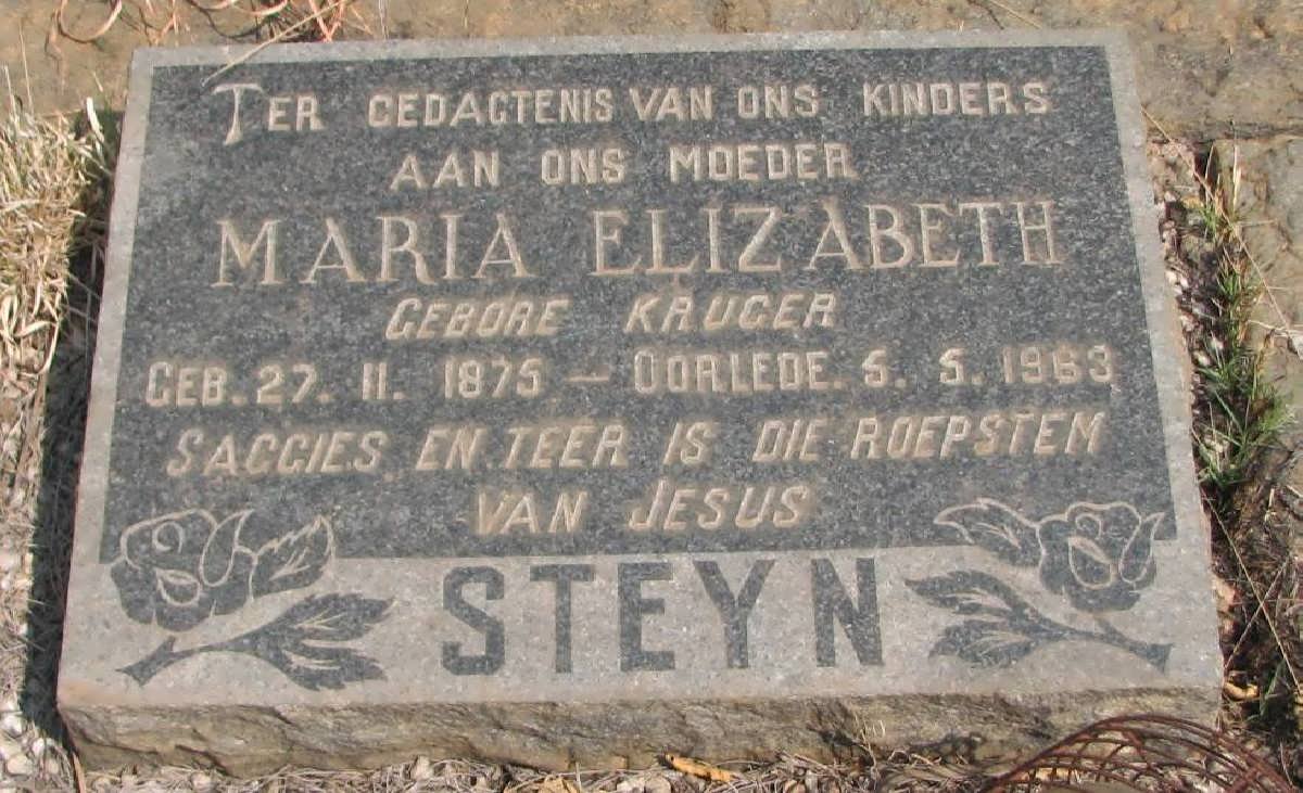STEYN Maria Elizabeth nee KRUGER 1875-1963