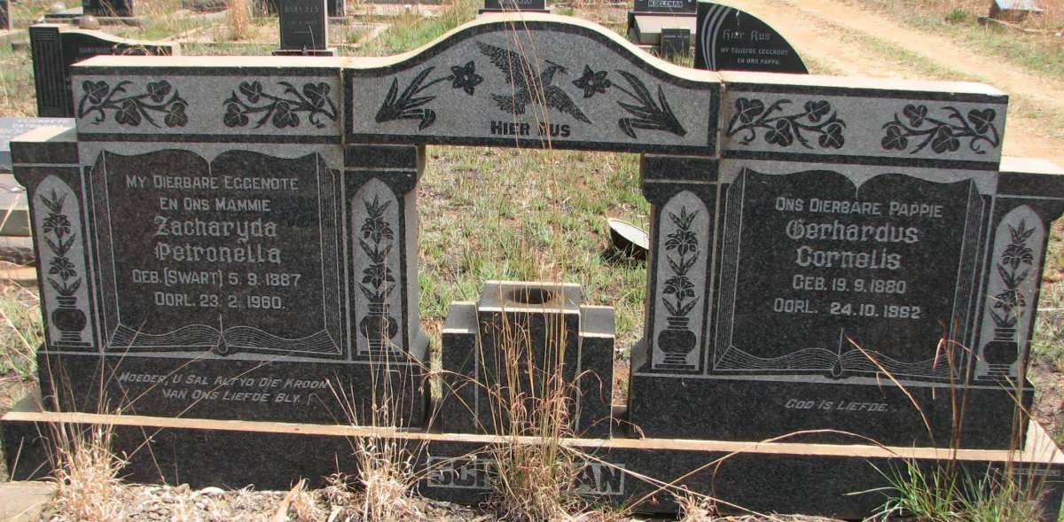 SCHOEMAN Gerhardus Cornelis 1880-1962 &amp; Zacharyda Petronella SWART 1887-1960