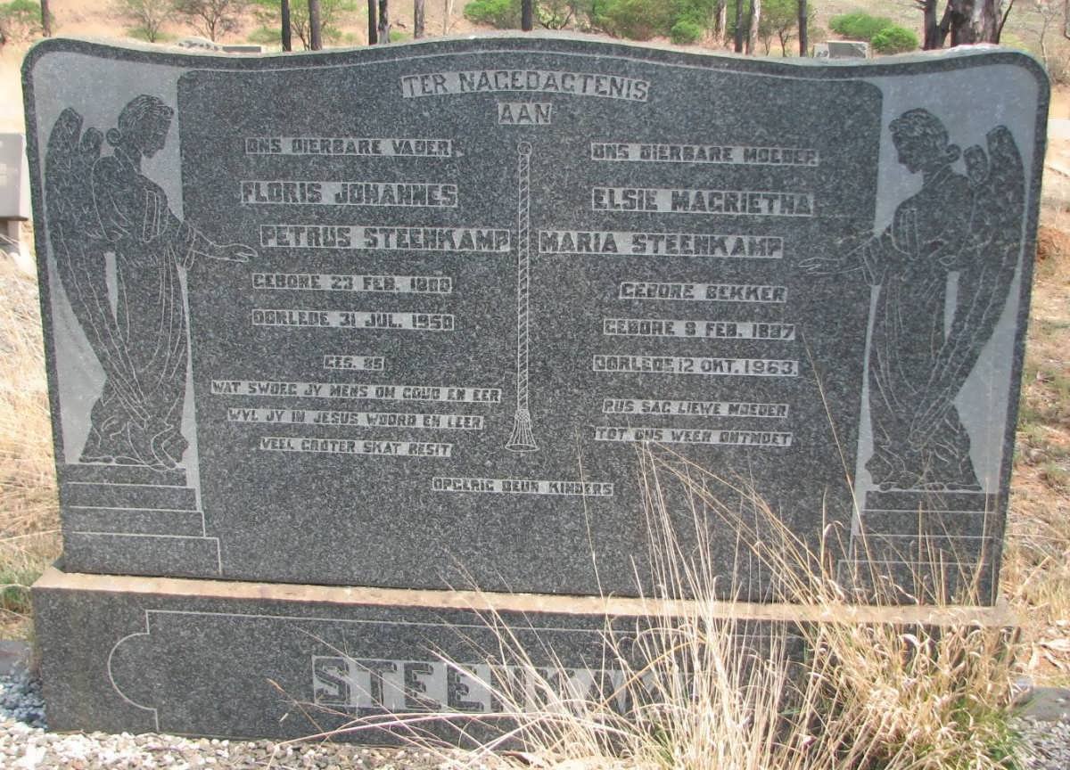 STEENKAMP Floris Johannes Petrus 1900-1950 &amp; Elsie Magrietha Maria BEKKER 1937-1963