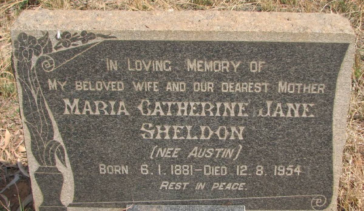 SHELDON Maria Catherine Jane nee AUSTIN 1881-1954