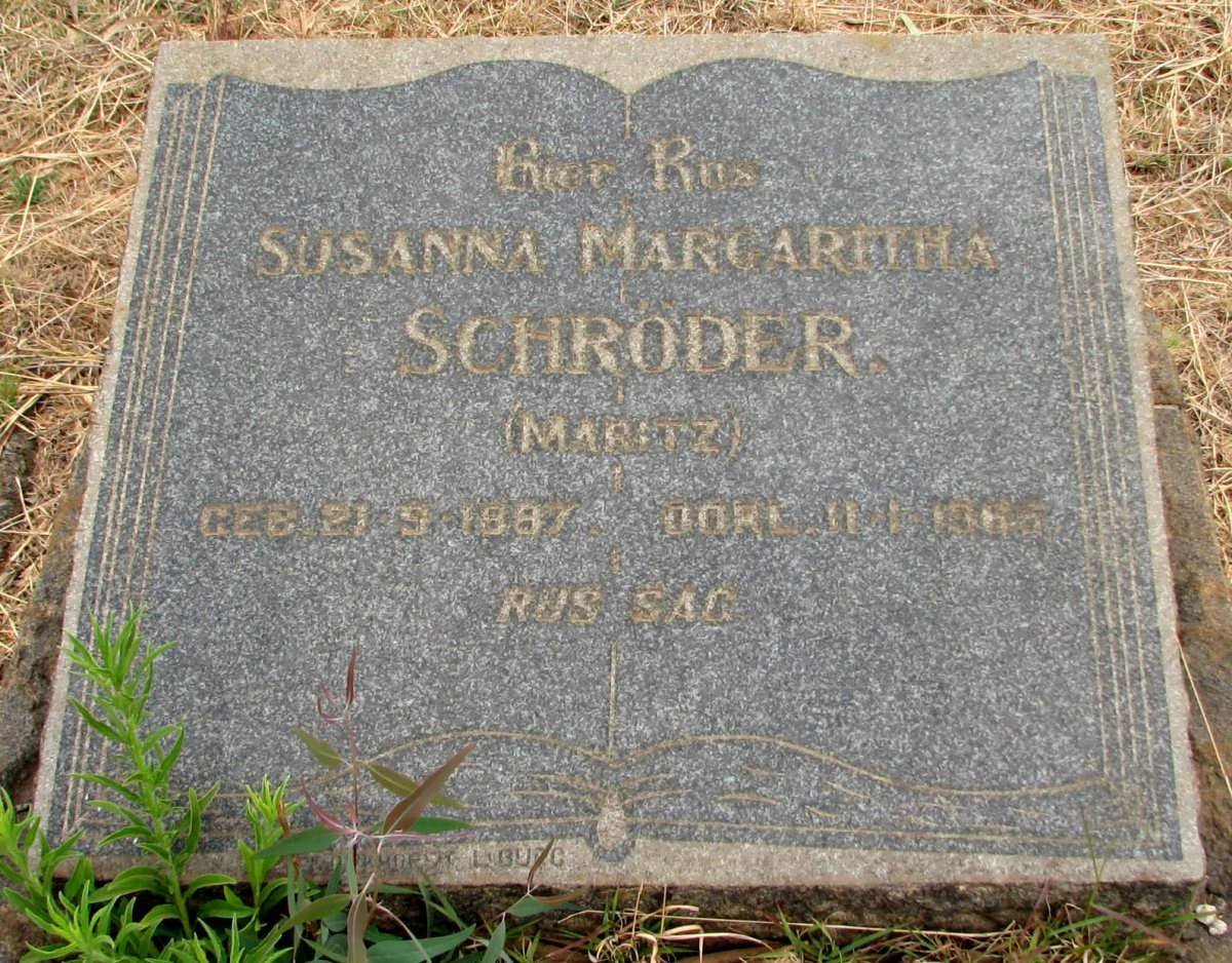 SCHRÖDER Susanna Margaritha nee MARITZ 1887-1965