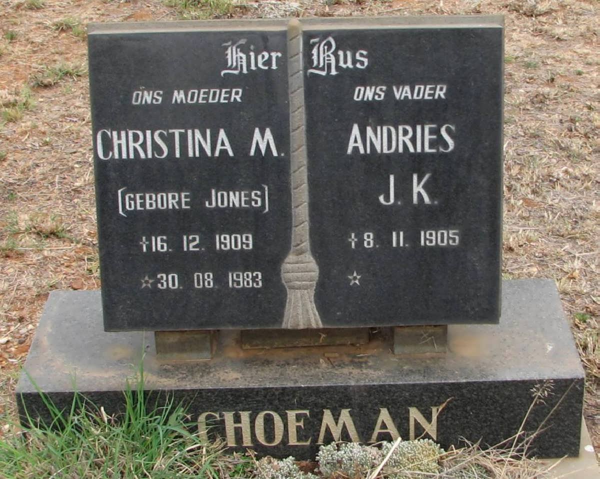 SCHOEMAN Andries J.K. 1905- &amp; Christina M. JONES 1909-1983