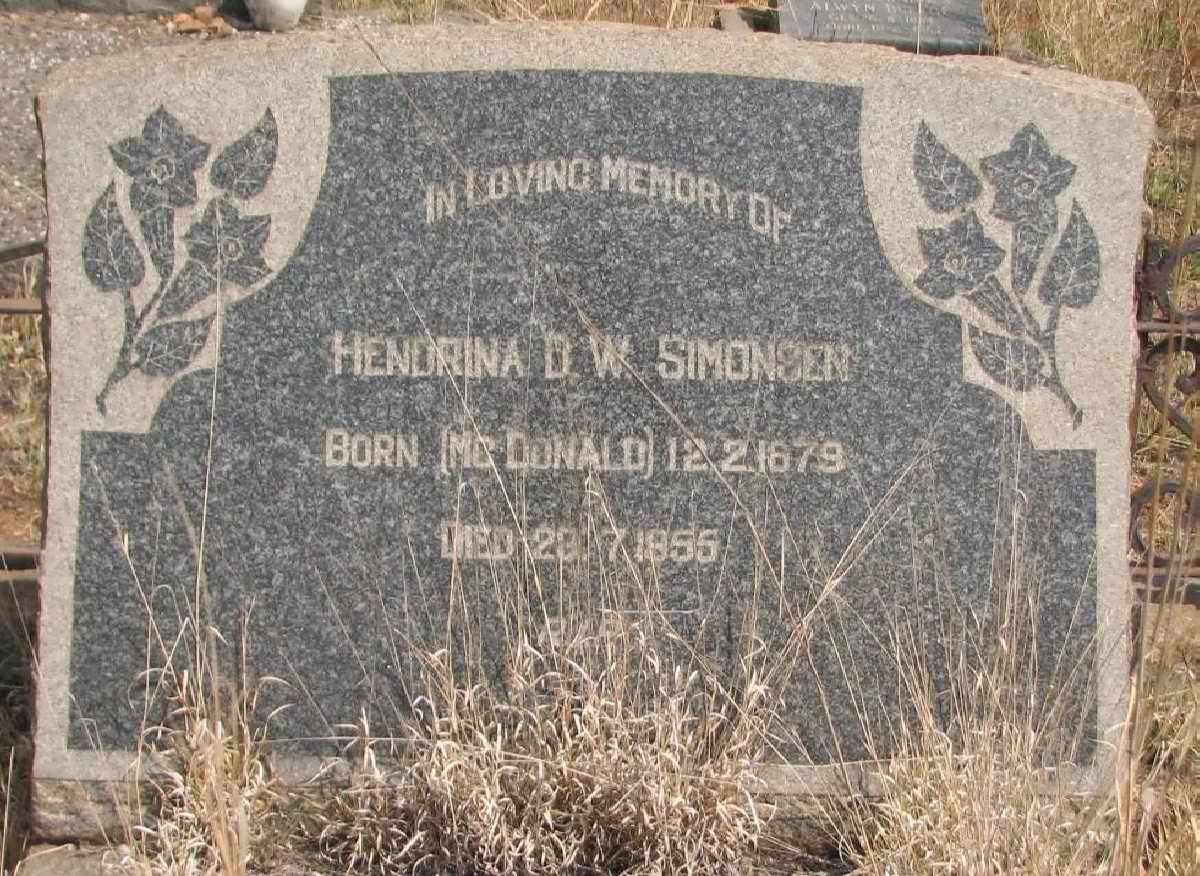 SIMONSEN Hendrina D.W. born McDONALD 1879-1955